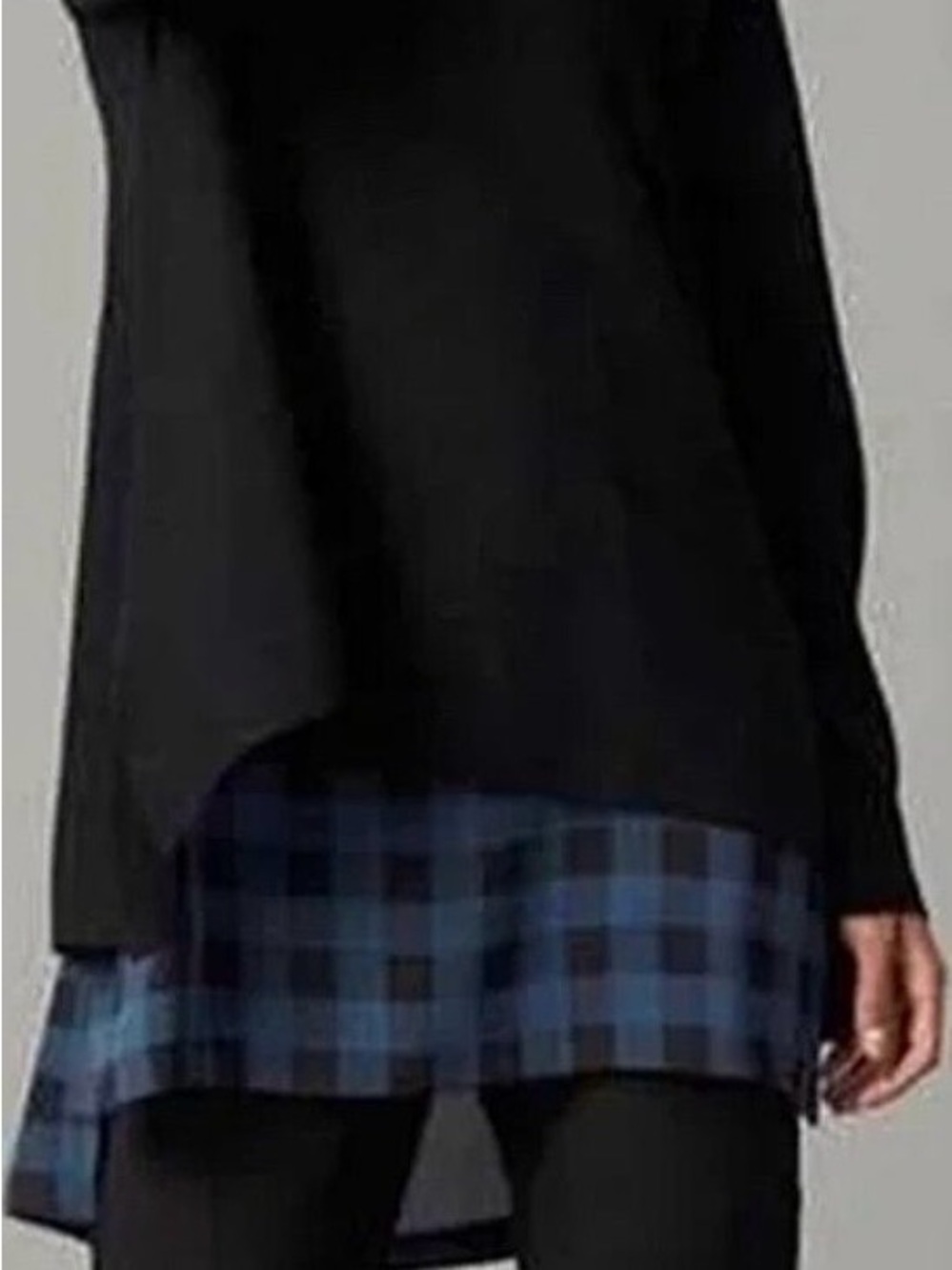 Eileen Fisher Women’s 1X Buffalo Check Black and Blue Tunic 100% Silk - Picture 10 of 10